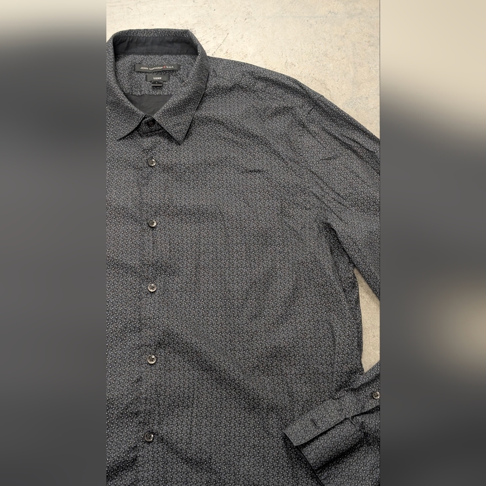 John Varvatos Charcoal Patterned Button Down Shir… - image 1